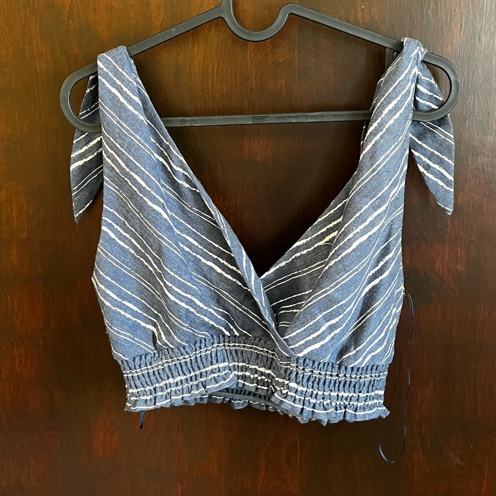 Blue tie sleeve tank